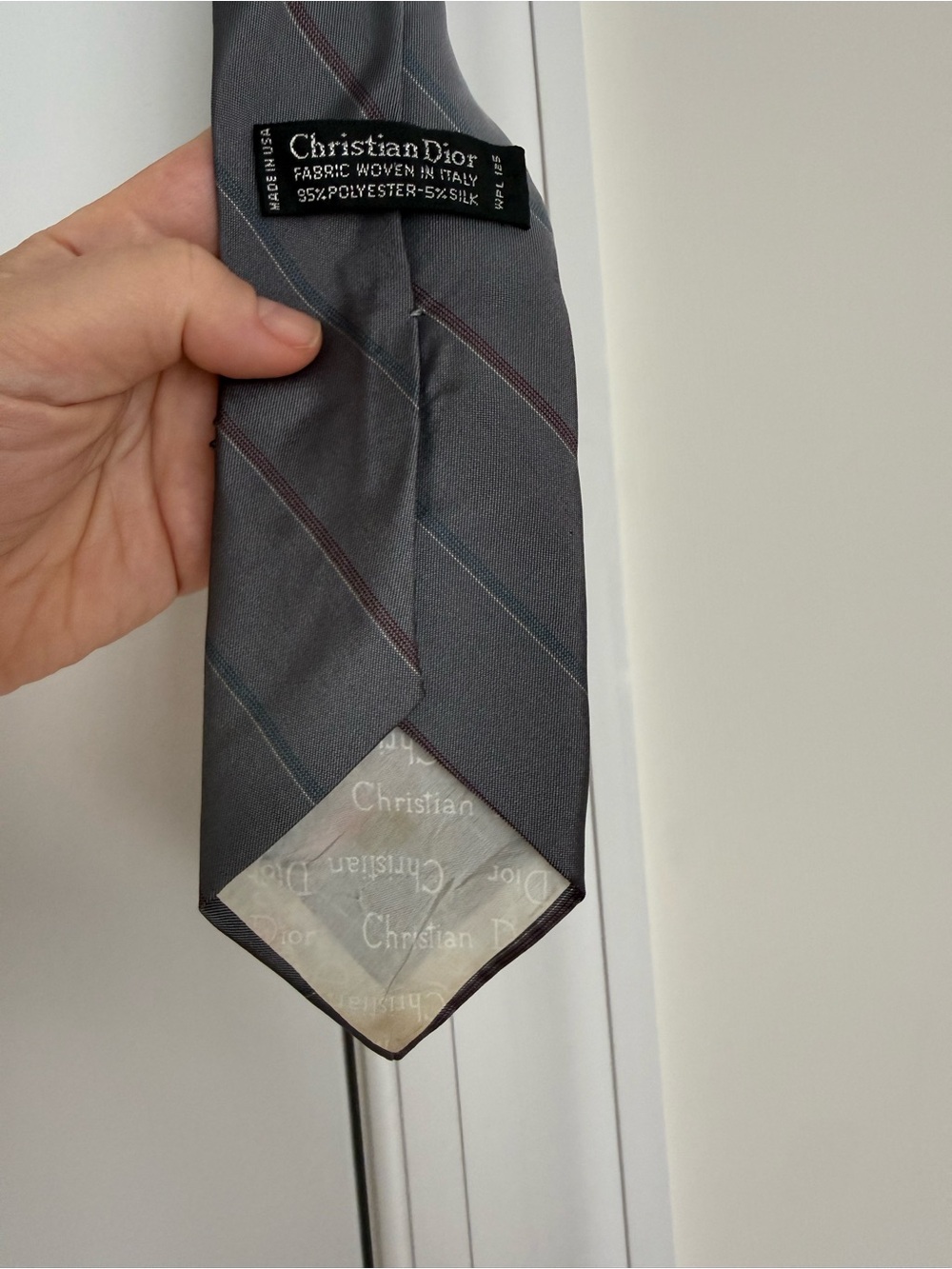Dior Charcoal Gray Embroidered Tie with Subtle Pattern - Picture 7 of 10
